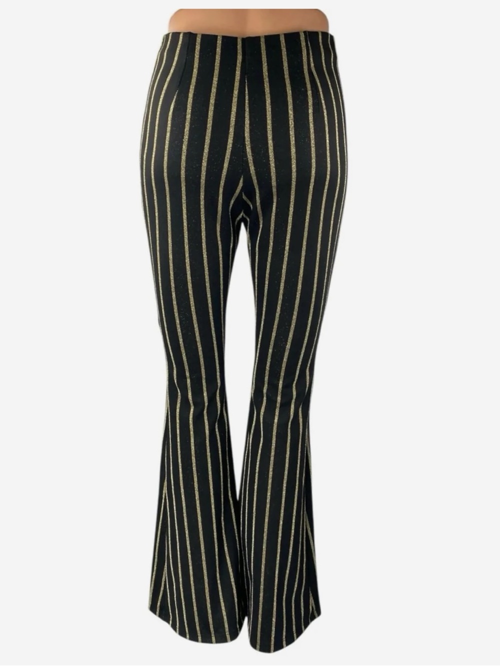Topshop Black & Gold Vertical Stripe Flare Pants